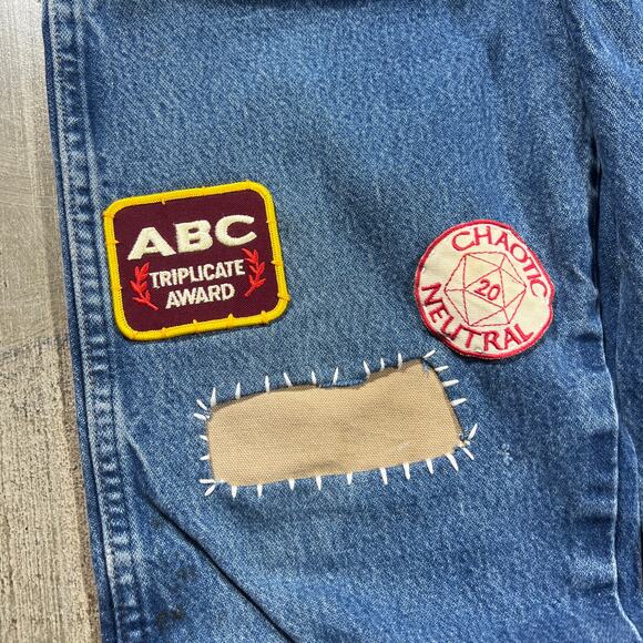 Y2K Wrangler 13MWZ Custom Patched Jeans 32x30 — Custom Hand-Stitched Work - Picture 3 of 9